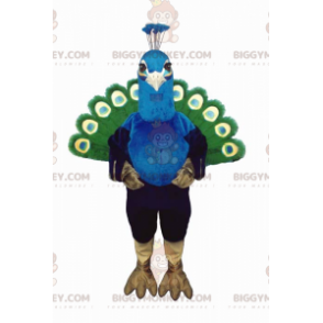 Grüner und blauer Pfau BIGGYMONKEY™ Maskottchen-Kostüm -