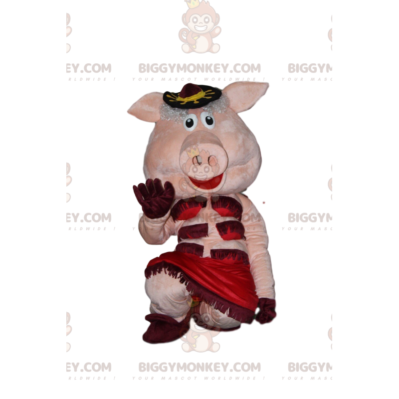 Cabaret pig BIGGYMONKEY™ mascot costume, cabaret fancy dress –