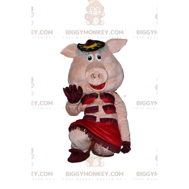 Fantasia de mascote de porco de cabaré BIGGYMONKEY™, fantasia