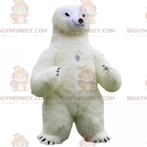 BIGGYMONKEY™ oppustelig isbjørnmaskotkostume, polarbamsekostume