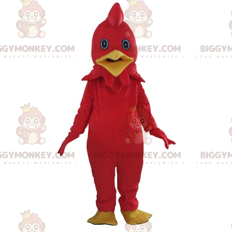 Röd tuppdräkt, färgglad kycklingdräkt - BiggyMonkey maskot