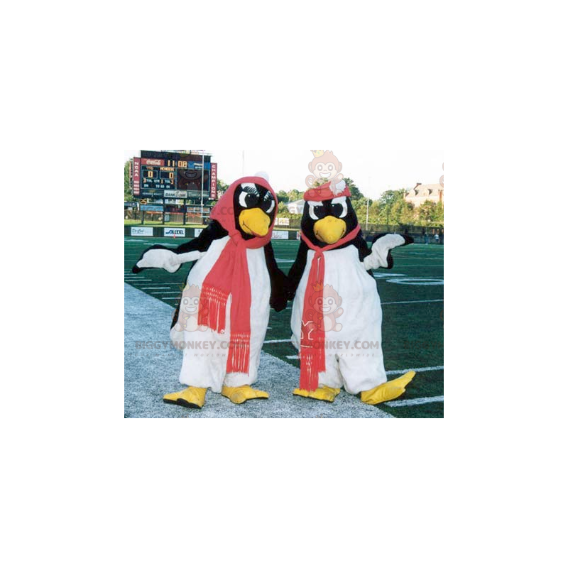 2 BIGGYMONKEY™s svarta och vita pingvinmaskot - BiggyMonkey