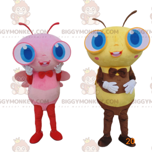 2 disfraces de abejas gigantes, la mascota de abejas de colores