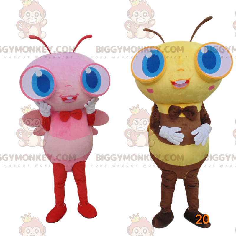 2 giant bee costumes, BIGGYMONKEY™s mascot of colorful bees –