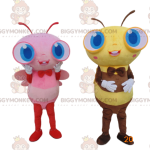 2 giant bee costumes, BIGGYMONKEY™s mascot of colorful bees –