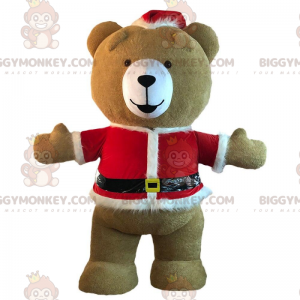 Traje de mascote Teddy BIGGYMONKEY™ vestido com roupa de Natal