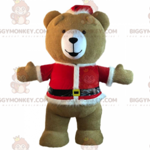 Teddy BIGGYMONKEY™ maskotdräkt klädd i uppblåsbar juloutfit -