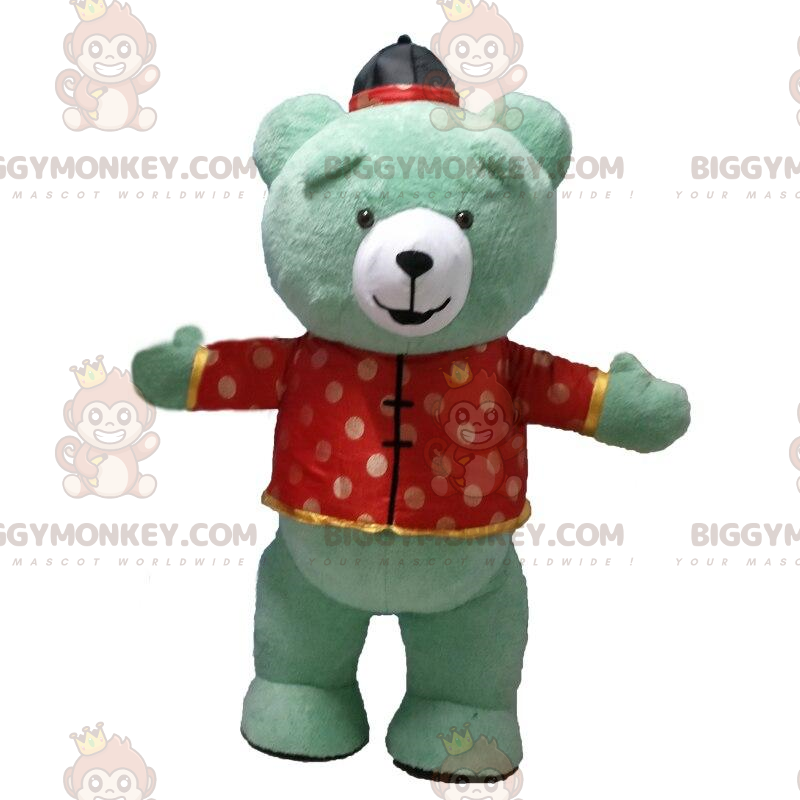 Costume da mascotte BIGGYMONKEY™ Teddy verde gonfiabile vestito