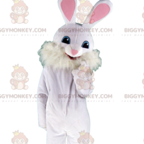 Costume de lapin blanc et rose avec de grandes oreilles -