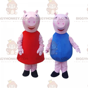2 cerdos mascota de BIGGYMONKEY™, una niña y un niño, disfraces