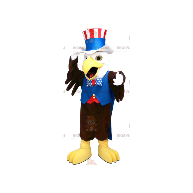 Costume de mascotte BIGGYMONKEY™ d'aigle noir et blanc en tenue