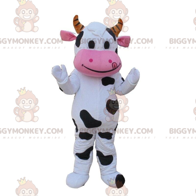 White, black and pink cow costume, cowhide costume –