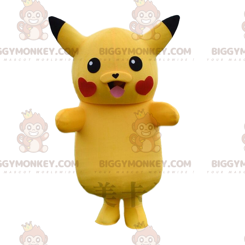 Traje de mascote gigante Pikachu BIGGYMONKEY™, com corações nas