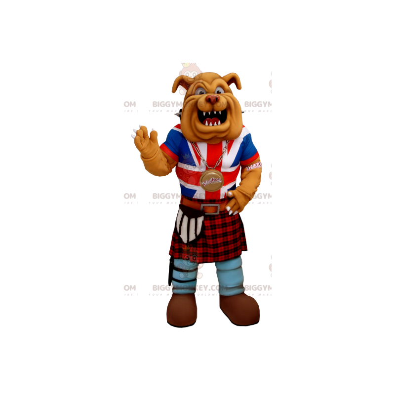 Costume de mascotte BIGGYMONKEY™ de bulldog habillé en tenue