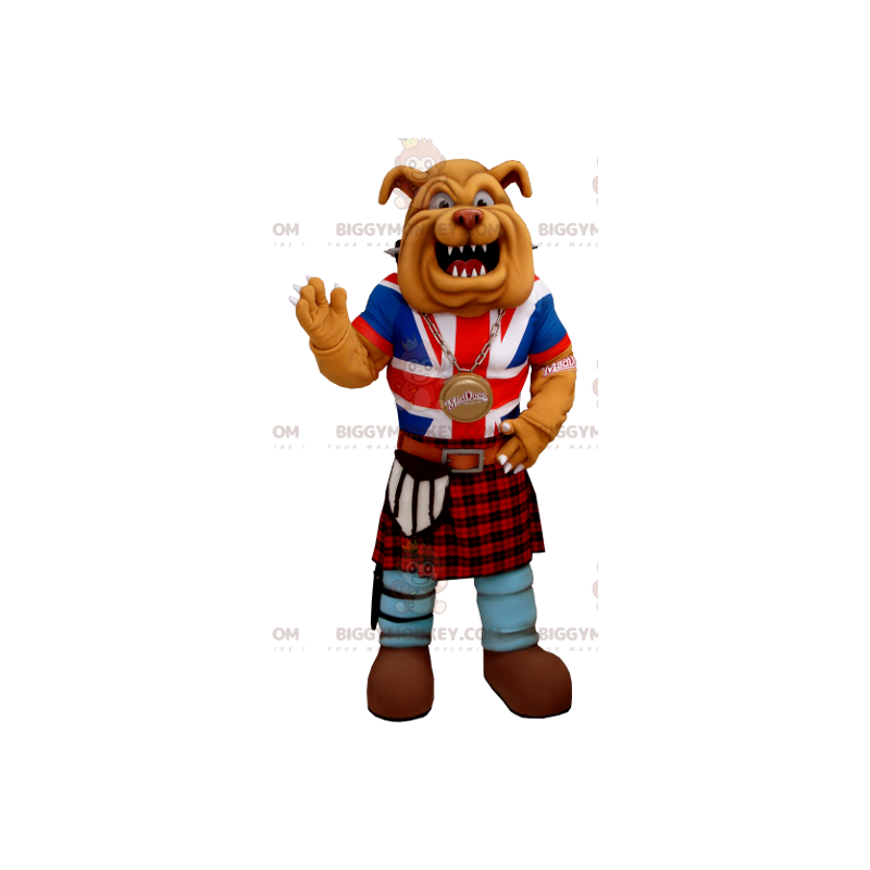 Kostium maskotka Bulldog BIGGYMONKEY™ ubrany w anglosaską