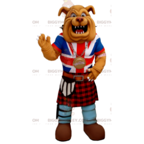 Bulldog BIGGYMONKEY™ mascottekostuum gekleed in Angelsaksische
