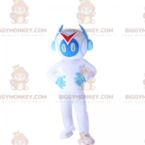 Déguisement de robot blanc et bleu, costume robotique -