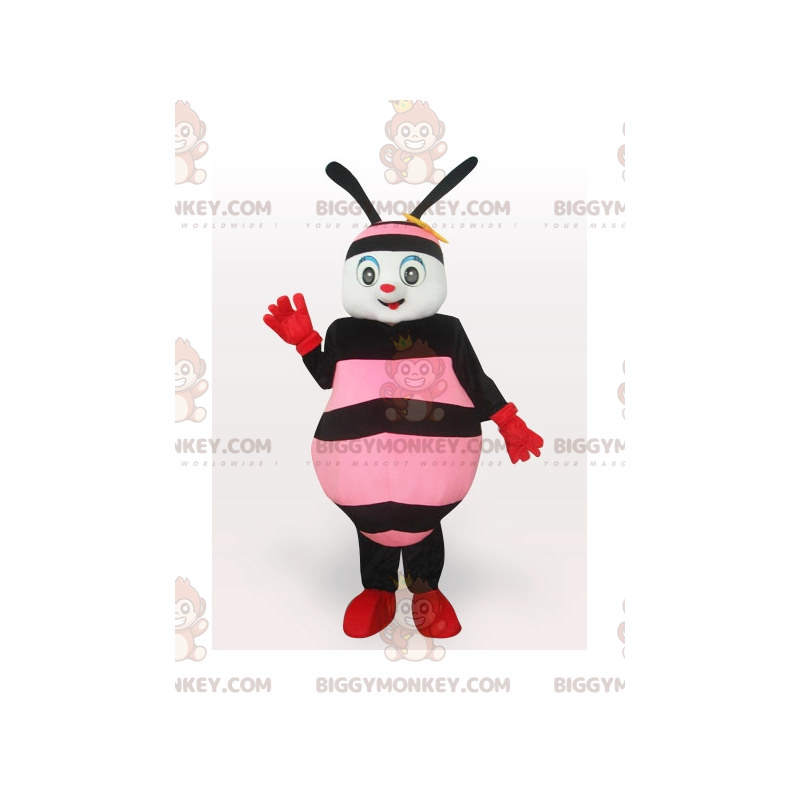 Κοστούμι μασκότ με ροζ και μαύρη μέλισσα BIGGYMONKEY™ -