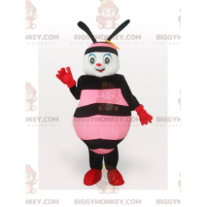 Κοστούμι μασκότ με ροζ και μαύρη μέλισσα BIGGYMONKEY™ -