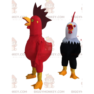 2 travestimenti di galli giganti e colorati, costume da