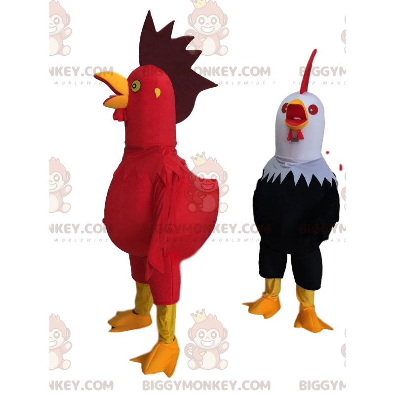 2 disguises of giant and colorful roosters, farm costume –