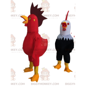 2 disguises of giant and colorful roosters, farm costume -