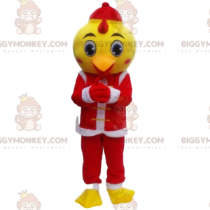 Canary BIGGYMONKEY™ maskotdräkt klädd i tomtedräkt, juldräkt -