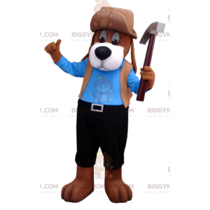 BIGGYMONKEY™ Costume da mascotte di cane marrone in abito blu e