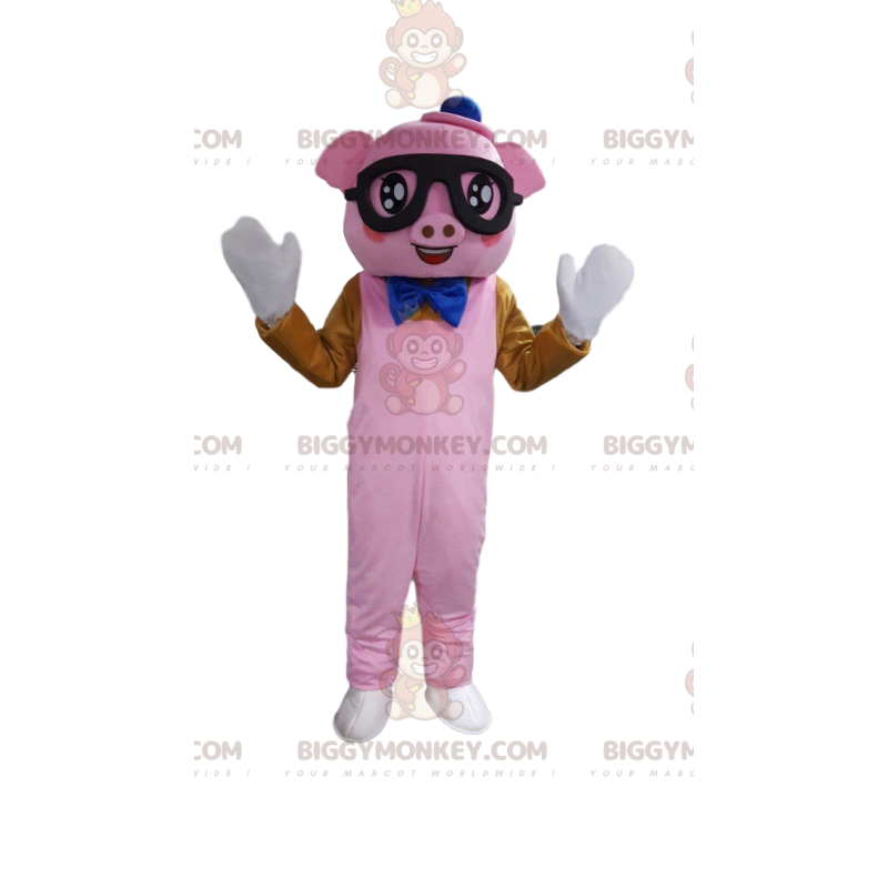 Pink pig costume with glasses – Biggymonkey.com