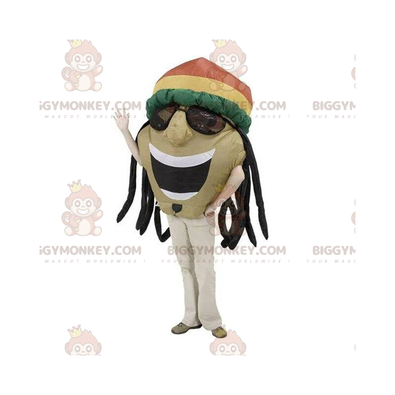 Costume de mascotte BIGGYMONKEY™ d'homme jamaïcain avec des