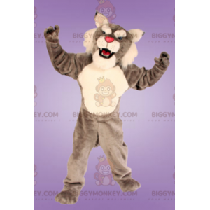 Costume mascotte BIGGYMONKEY™ Lynx grigio e bianco -