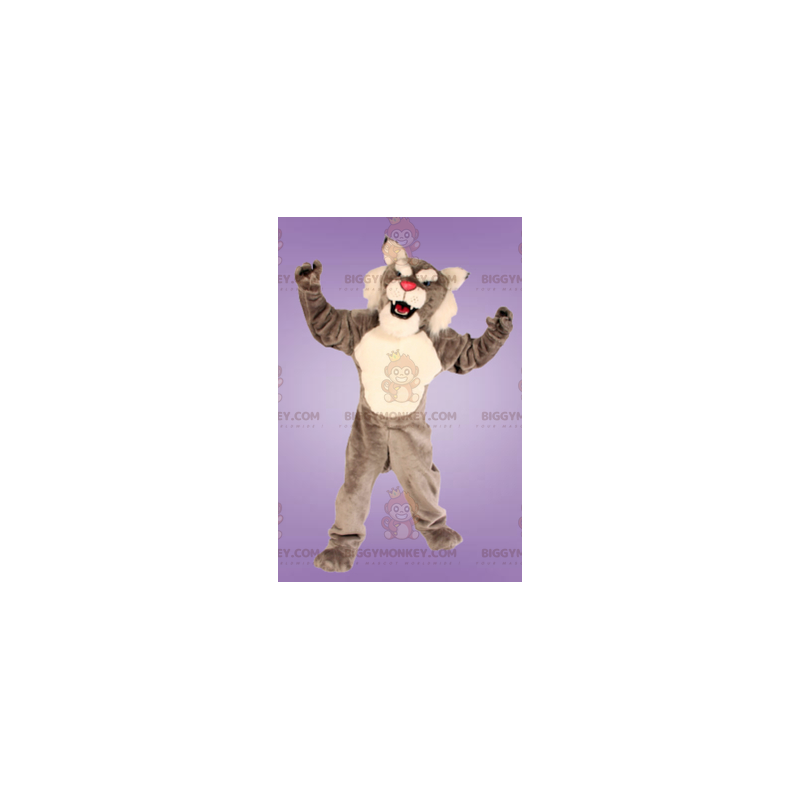 Costume de mascotte BIGGYMONKEY™ de lynx gris et blanc -