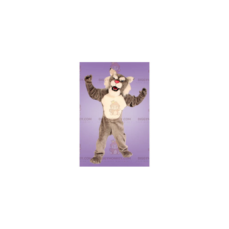 Grau-weißer Luchs BIGGYMONKEY™ Maskottchen-Kostüm -