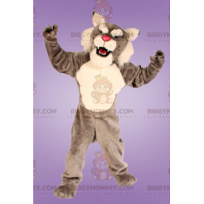 Costume de mascotte BIGGYMONKEY™ de lynx gris et blanc -