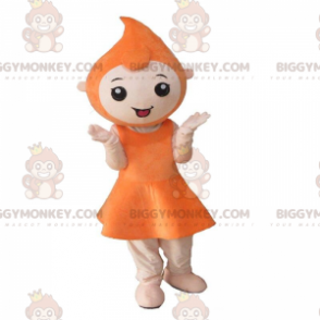 Oranje Teardrop Head Girl BIGGYMONKEY™ Mascottekostuum -