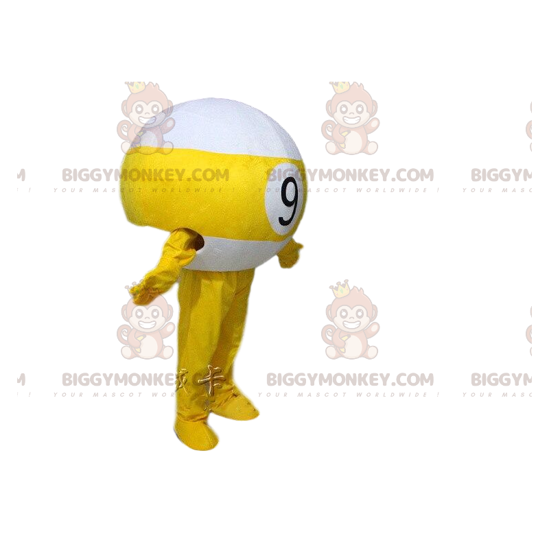 BIGGYMONKEY™ keltainen ja valkoinen biljardipallon maskottiasu