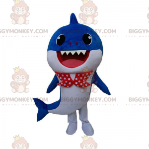Blue and white shark costume with a bow tie – Biggymonkey.com