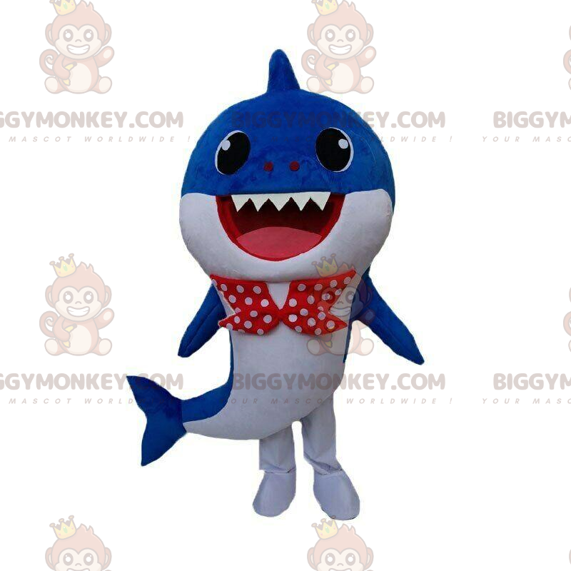 Blue and white shark costume with a bow tie – Biggymonkey.com