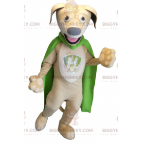 Fantasia de mascote BIGGYMONKEY™ cão bege e branco com capa