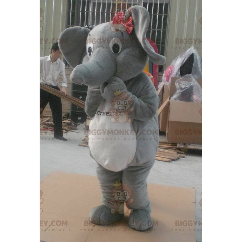 Gray and White Elephant BIGGYMONKEY™ Mascot Costume