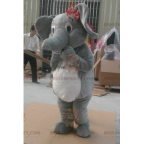 Grauer und weißer Elefant BIGGYMONKEY™ Maskottchenkostüm -