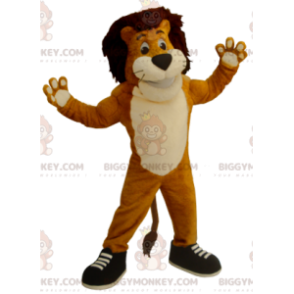 Costume de mascotte BIGGYMONKEY™ de lion orange noir et blanc -