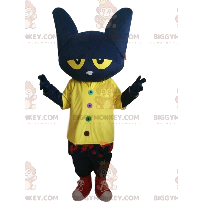 Traje de mascote de gato preto super divertido BIGGYMONKEY™ com