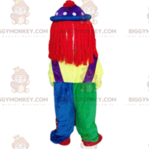 Costume da clown molto colorato con parrucca rossa -