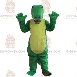 Kostým zeleného a žlutého krokodýla, kostým maskota aligátora