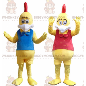 Déguisements de poulets jaunes, mascotte BIGGYMONKEY™ de coqs