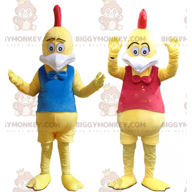 Kostýmy žlutého kuřete, barevní kohouti maskot BIGGYMONKEY™ –