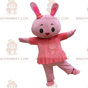 Rosa kanin kostym med en klänning och en hjärtformad näsa -