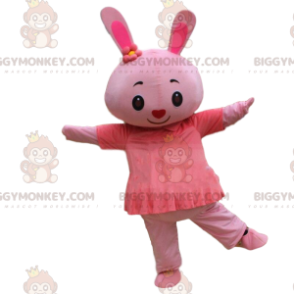 Costume de lapin rose avec une robe et un nez en forme de cœur