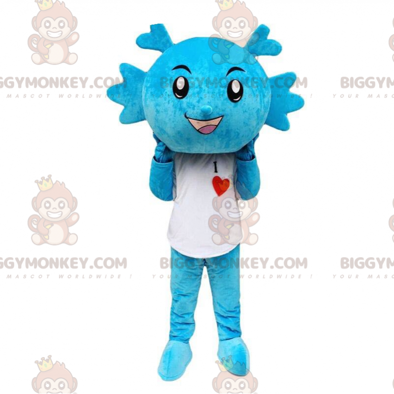 Traje de mascote de dragão azul BIGGYMONKEY™, fantasia de